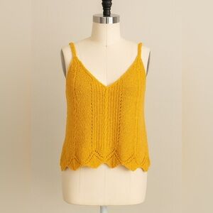 Anthropologie Dark Yellow Knit Crop Tank Top Women’s Size Medium